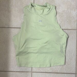 ALO Yoga Sleeveless High Neck Crop Top in Pale Green